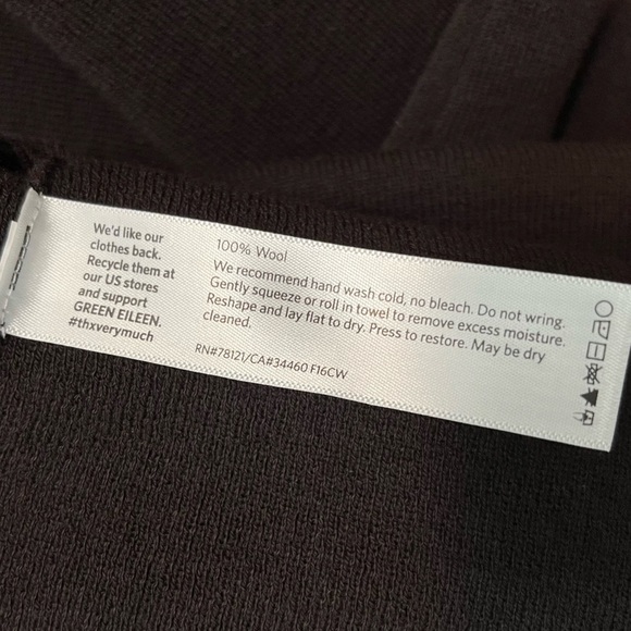 Eileen Fisher Chocolate Brown 100% Wool Dress Size Large - Picture 10 of 12